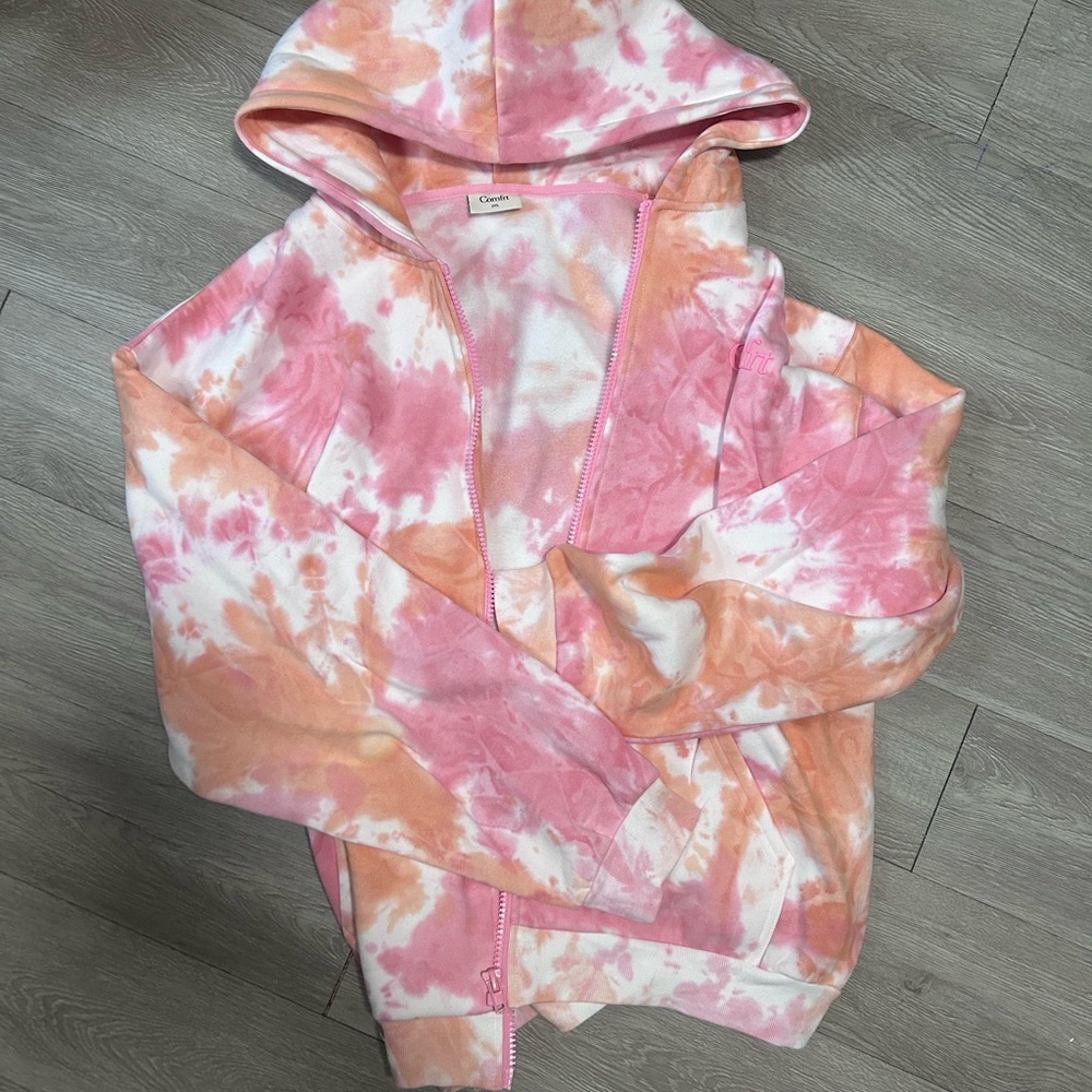 Candie's Pink & Peach Tie-Dye Zip-Up Hoodie